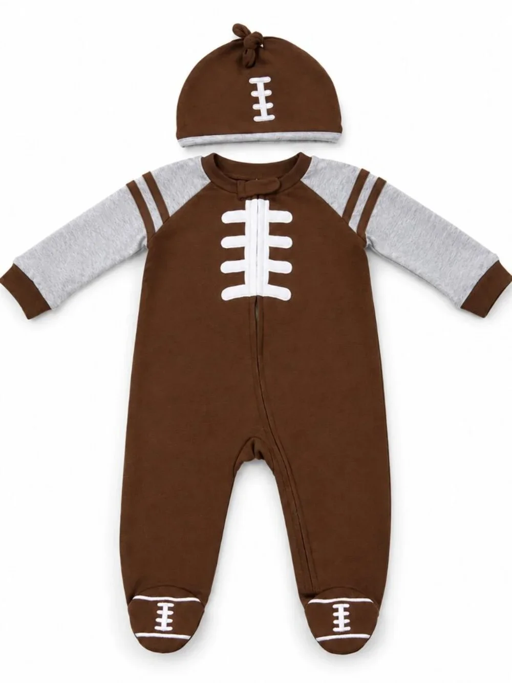 NWT Baby Essentials Football Sleeper & Hat Set 9M Baby Boy Gift